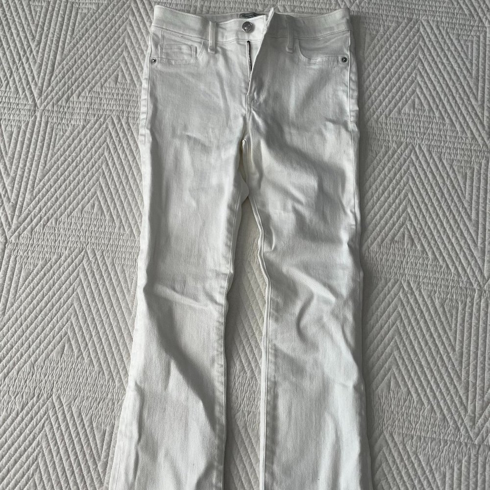 Abercrombie & Fitch mid-rise white flare jeans